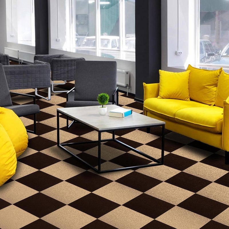 SOKEA Carpet Tiles Peel and Stick, Self Adhesive Carpet Floor Tile 10 Tiles/10 sq Ft Anti-Slip Squares Soft Padded Carpet Tiles for Kitchen Bedrooms Indoor Outdoor（12" x 12"） - Image 3